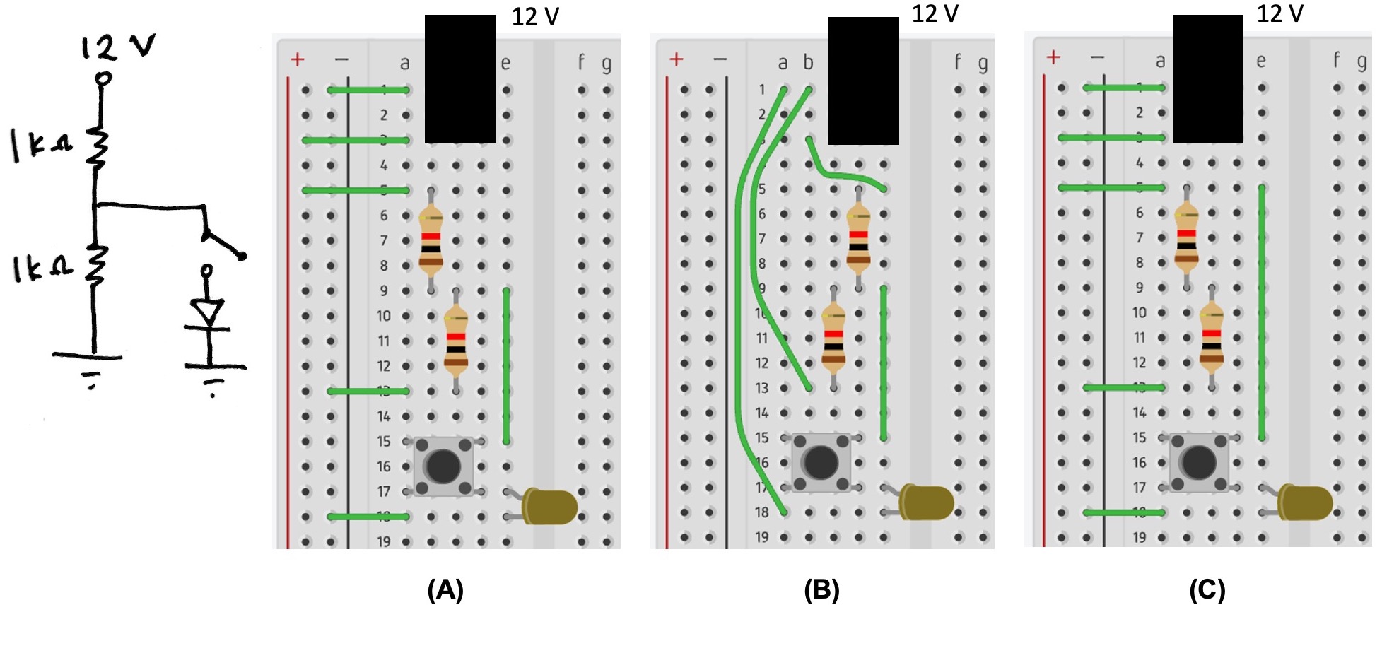Schematic and breadboards