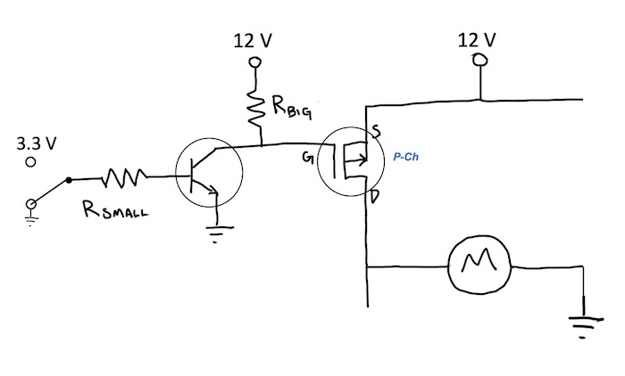 add BJT to corner of an H-bridge