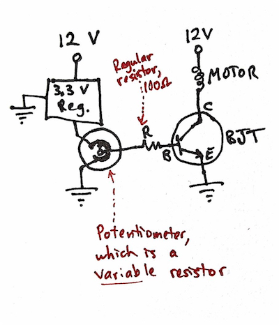 BJT circuit with potentiometer