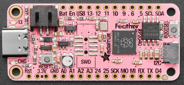 Top view of Adafruit Feather RP2040
